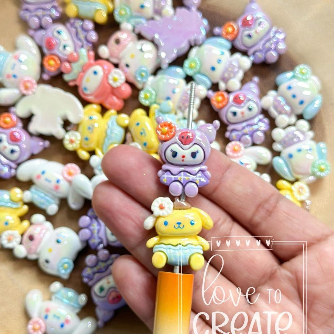 Sanrio mix of 5- Perfect for pen making Charms, and Keychains - Crafting Supplies