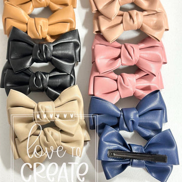 Faux leather bow set of 12