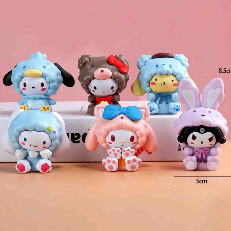 6pcs/set Kawaii Special Cartoon Figurines Set in Bear Pajama - Toy Figure Gift