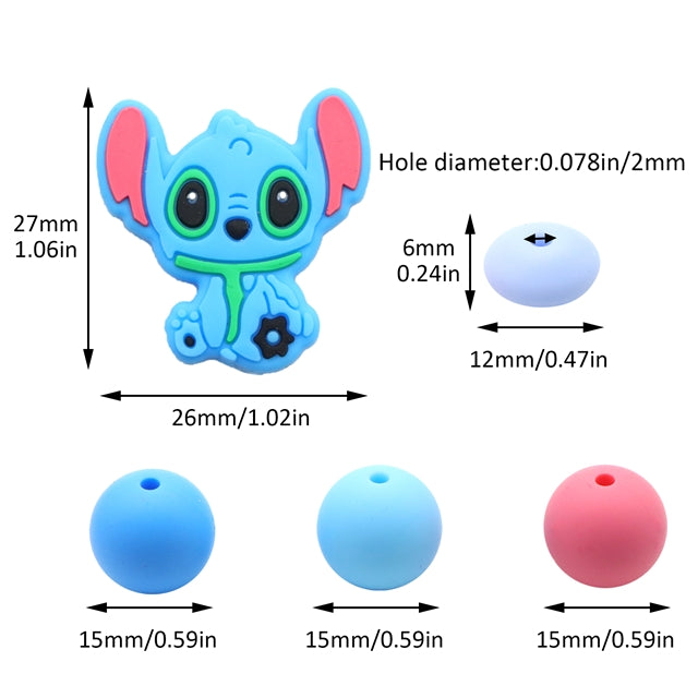 Blue monster silicon 21 bead set(no pen included)