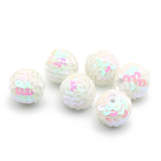 SEQUIN Mermaid Tail Bubblegum Beads 16mm Chunky Acrylic Round Gumball Beads for Crafts and Jewelry Making