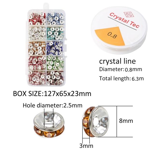 Iron 8mm(0.32'') 10 Color Spacer Beads Set with Wires - Jewelry Making Supplies