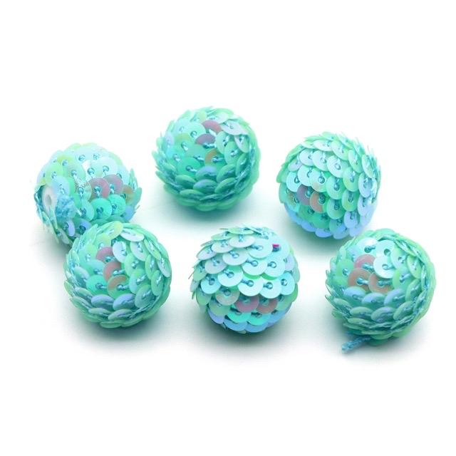 SEQUIN Mermaid Tail Bubblegum Beads 16mm Chunky Acrylic Round Gumball Beads for Crafts and Jewelry Making